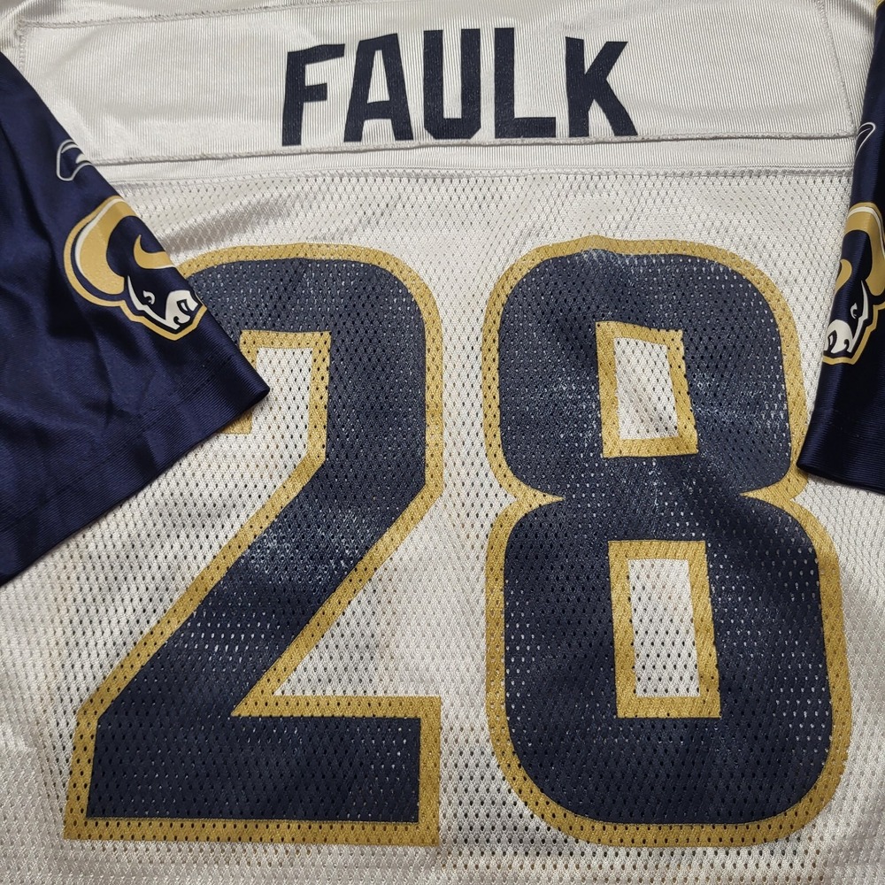 VTG Marshall Faulk Jersey Reebok St Louis Rams Football White NFL On Field Y2K - Picture 12 of 13